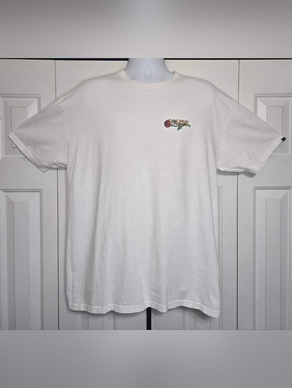 Vans Off The Wall Stained Glass Rose T-Shirt XL White Short Sleeve Graphic Tee